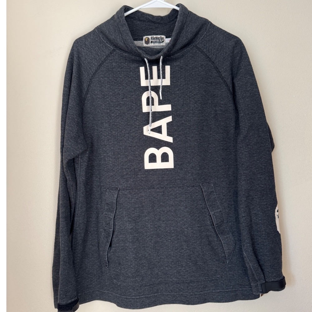 A Bathing Ape BAPE Pullover Hoodie Streetwear Small Grey Made in Japan